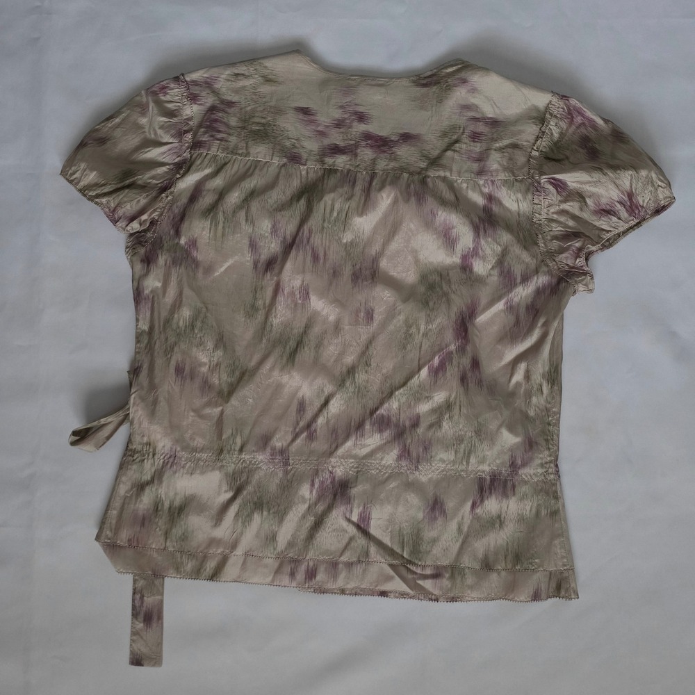 DKNY Donna Karan New York 100% Silk Abstract Print Wrap Blouse Women's Size 12 - Picture 3 of 12